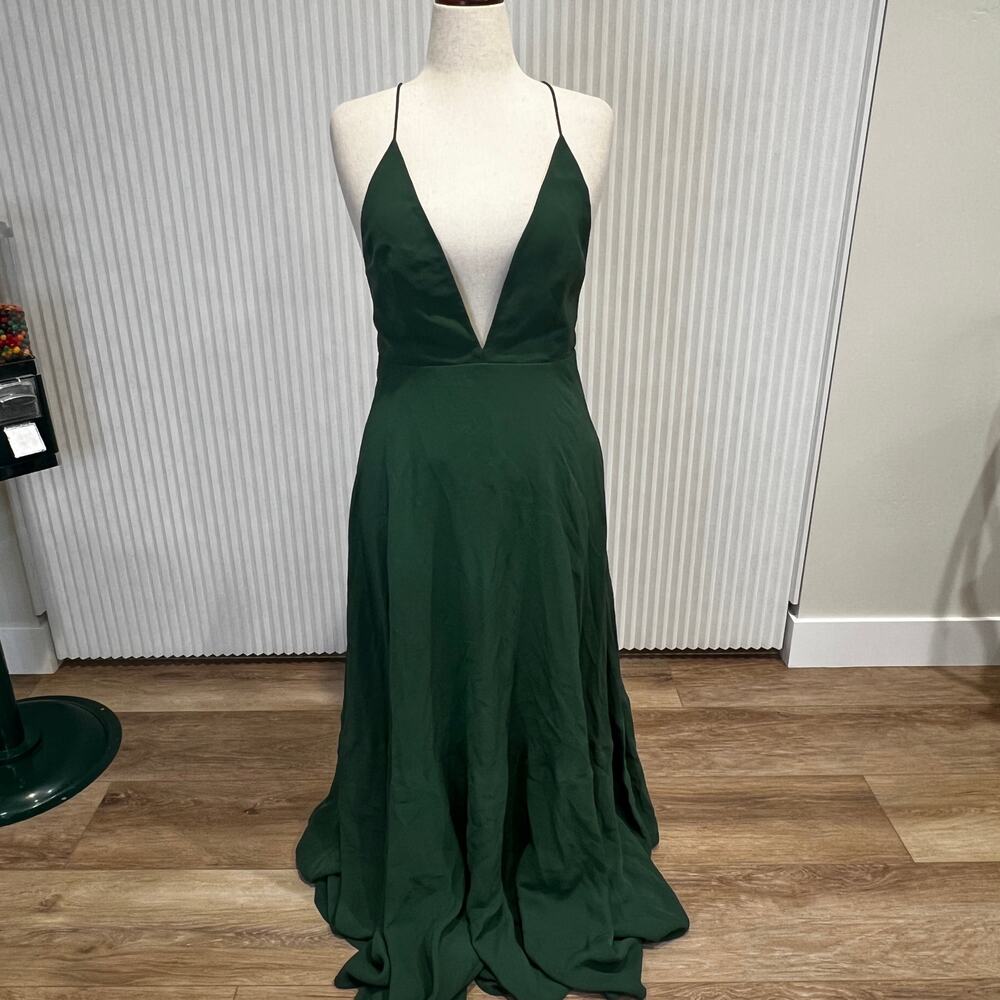 VALENTINO Women's Silk-Crepe Maxi Dress Size IT42/US6 In Emerald - Picture 3 of 14